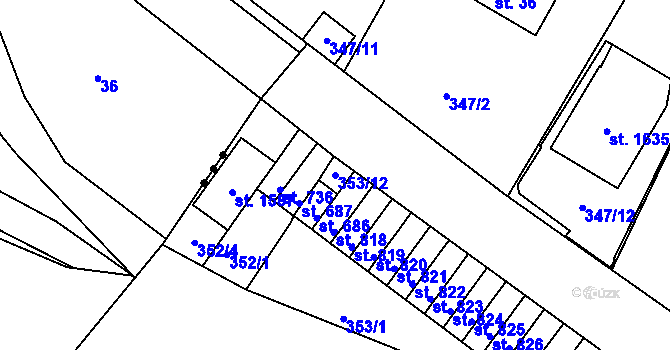 Parcela st. 353/12 v KÚ Horní Staré Město, Katastrální mapa