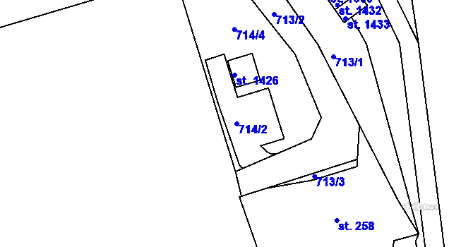 Parcela st. 714/2 v KÚ Horní Staré Město, Katastrální mapa