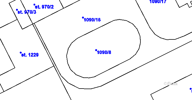 Parcela st. 1090/8 v KÚ Horní Staré Město, Katastrální mapa