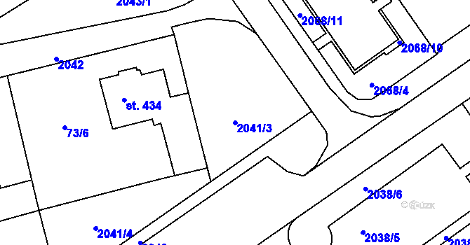 Parcela st. 2041/3 v KÚ Horní Staré Město, Katastrální mapa