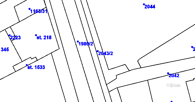 Parcela st. 2043/2 v KÚ Horní Staré Město, Katastrální mapa