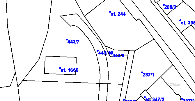 Parcela st. 443/10 v KÚ Horní Staré Město, Katastrální mapa