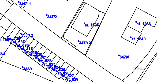 Parcela st. 347/12 v KÚ Horní Staré Město, Katastrální mapa