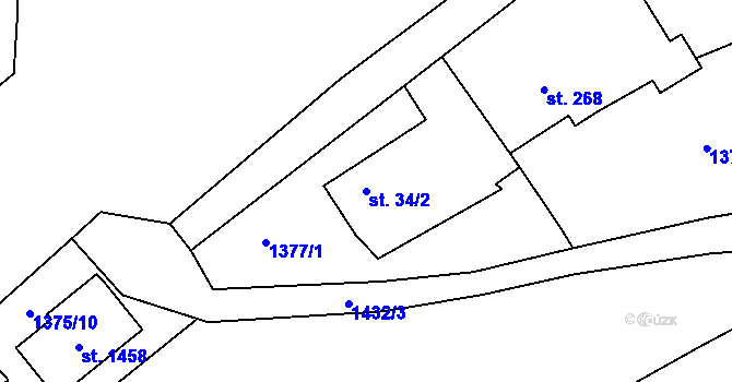 Parcela st. 34/2 v KÚ Poříčí u Trutnova, Katastrální mapa