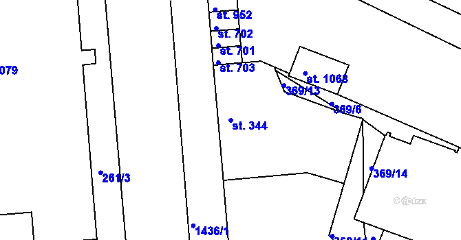 Parcela st. 344 v KÚ Poříčí u Trutnova, Katastrální mapa