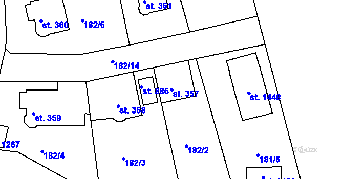 Parcela st. 357 v KÚ Poříčí u Trutnova, Katastrální mapa