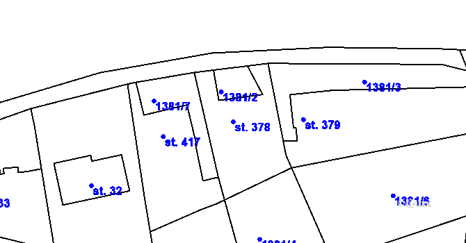 Parcela st. 378 v KÚ Poříčí u Trutnova, Katastrální mapa