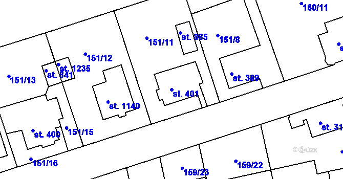 Parcela st. 401 v KÚ Poříčí u Trutnova, Katastrální mapa