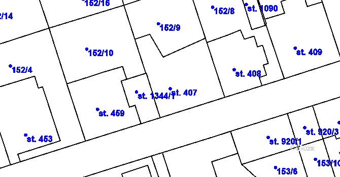 Parcela st. 407 v KÚ Poříčí u Trutnova, Katastrální mapa