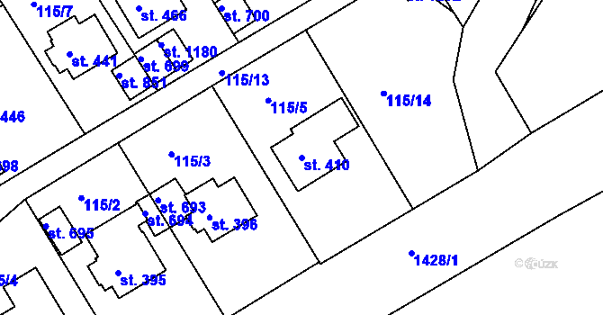 Parcela st. 410 v KÚ Poříčí u Trutnova, Katastrální mapa