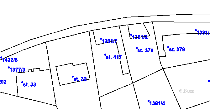 Parcela st. 417 v KÚ Poříčí u Trutnova, Katastrální mapa
