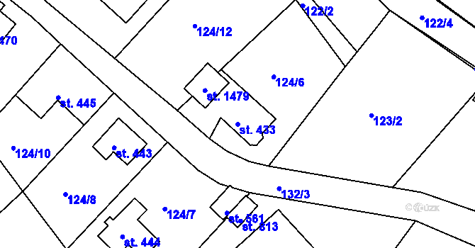 Parcela st. 433 v KÚ Poříčí u Trutnova, Katastrální mapa
