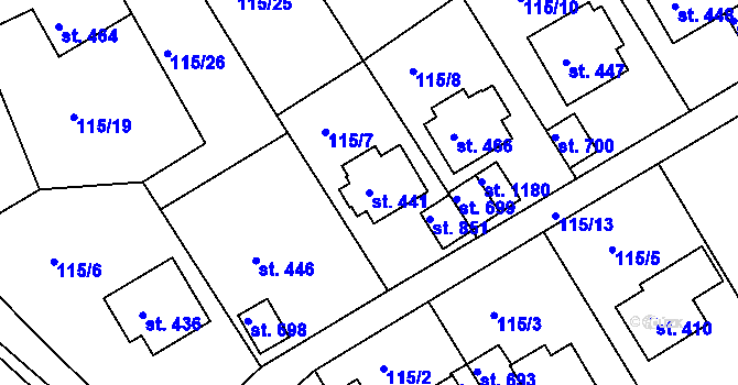Parcela st. 441 v KÚ Poříčí u Trutnova, Katastrální mapa