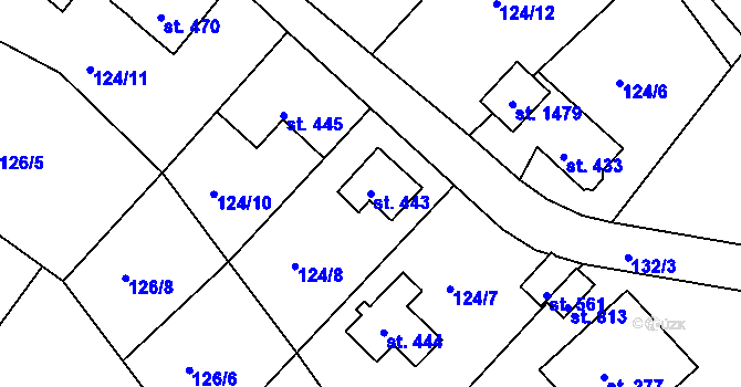 Parcela st. 443 v KÚ Poříčí u Trutnova, Katastrální mapa
