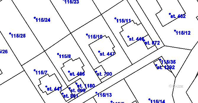 Parcela st. 447 v KÚ Poříčí u Trutnova, Katastrální mapa