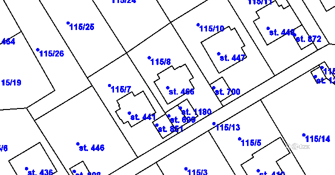 Parcela st. 466 v KÚ Poříčí u Trutnova, Katastrální mapa