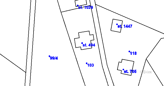 Parcela st. 494 v KÚ Poříčí u Trutnova, Katastrální mapa
