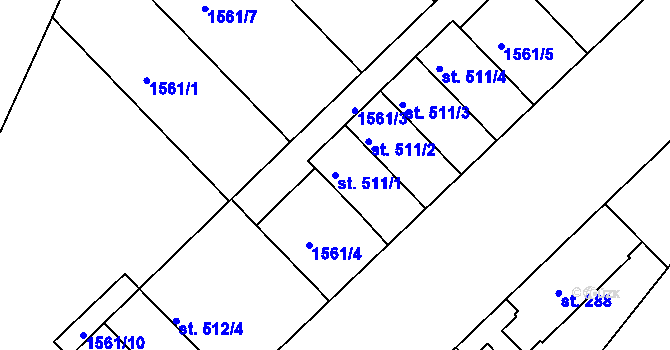Parcela st. 511/1 v KÚ Poříčí u Trutnova, Katastrální mapa