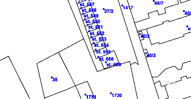 Parcela st. 555 v KÚ Poříčí u Trutnova, Katastrální mapa