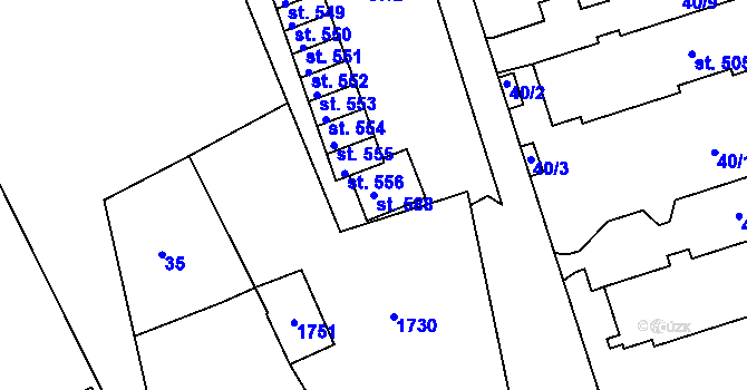Parcela st. 588 v KÚ Poříčí u Trutnova, Katastrální mapa