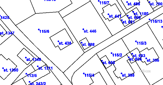 Parcela st. 698 v KÚ Poříčí u Trutnova, Katastrální mapa