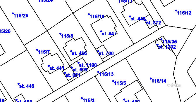 Parcela st. 700 v KÚ Poříčí u Trutnova, Katastrální mapa