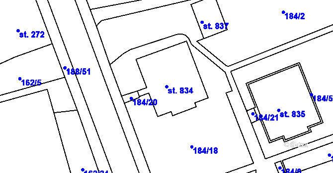 Parcela st. 834 v KÚ Poříčí u Trutnova, Katastrální mapa