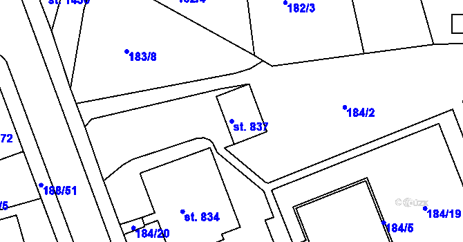 Parcela st. 837 v KÚ Poříčí u Trutnova, Katastrální mapa