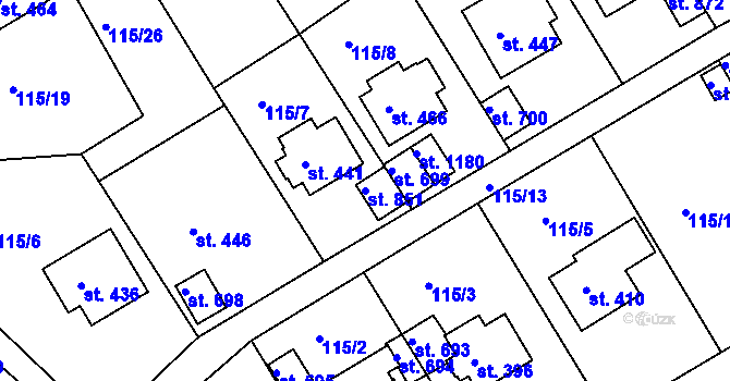 Parcela st. 851 v KÚ Poříčí u Trutnova, Katastrální mapa