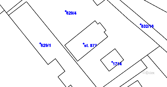 Parcela st. 877 v KÚ Poříčí u Trutnova, Katastrální mapa