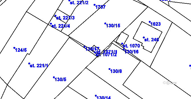 Parcela st. 1071/1 v KÚ Poříčí u Trutnova, Katastrální mapa