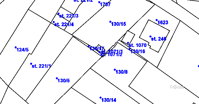 Parcela st. 1071/2 v KÚ Poříčí u Trutnova, Katastrální mapa