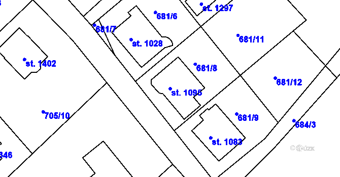 Parcela st. 1095 v KÚ Poříčí u Trutnova, Katastrální mapa