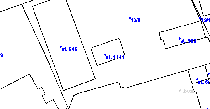 Parcela st. 1141 v KÚ Poříčí u Trutnova, Katastrální mapa