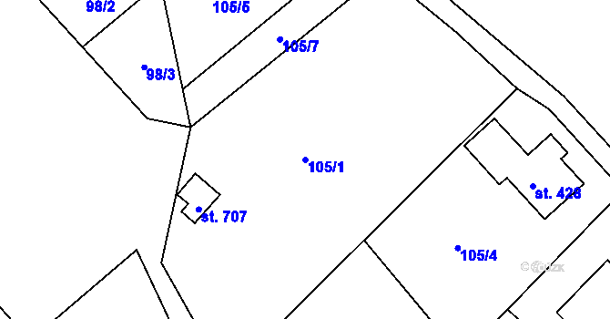 Parcela st. 105/1 v KÚ Poříčí u Trutnova, Katastrální mapa