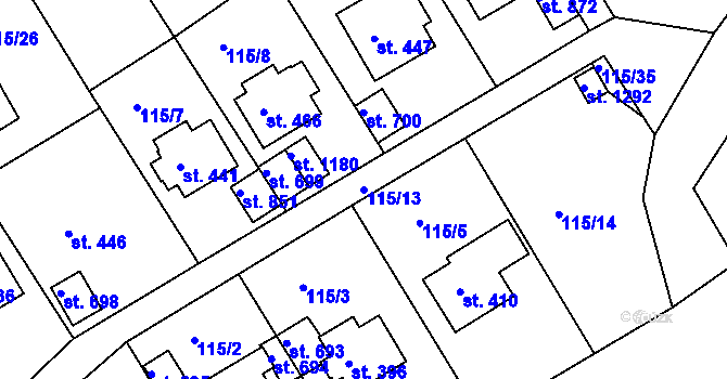 Parcela st. 115/13 v KÚ Poříčí u Trutnova, Katastrální mapa