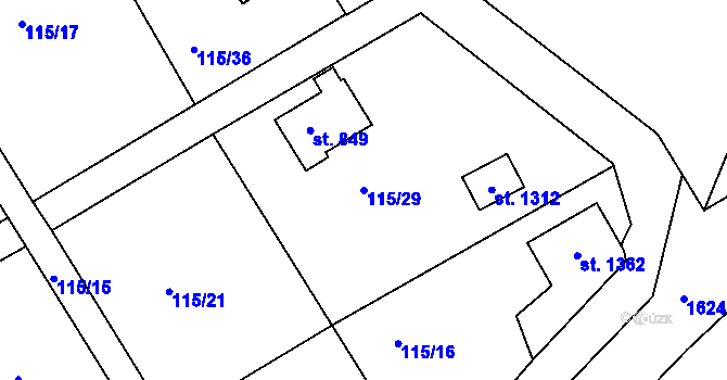 Parcela st. 115/29 v KÚ Poříčí u Trutnova, Katastrální mapa