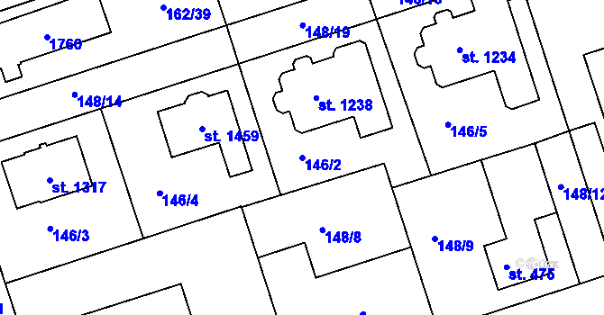 Parcela st. 146/2 v KÚ Poříčí u Trutnova, Katastrální mapa