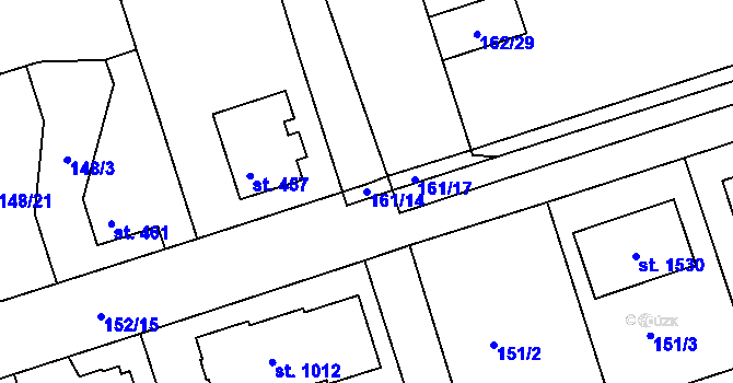 Parcela st. 161/14 v KÚ Poříčí u Trutnova, Katastrální mapa