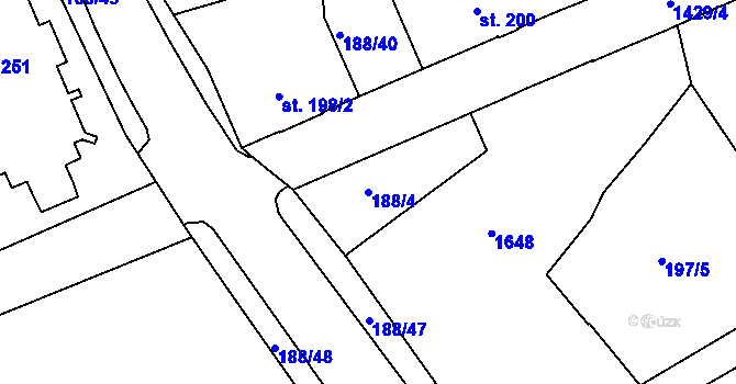 Parcela st. 188/4 v KÚ Poříčí u Trutnova, Katastrální mapa