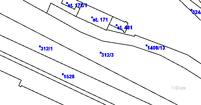 Parcela st. 312/3 v KÚ Poříčí u Trutnova, Katastrální mapa