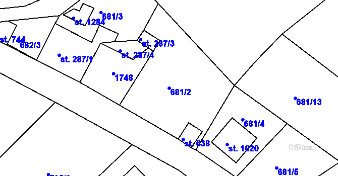 Parcela st. 681/2 v KÚ Poříčí u Trutnova, Katastrální mapa