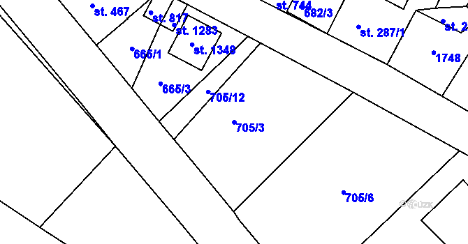 Parcela st. 705/3 v KÚ Poříčí u Trutnova, Katastrální mapa