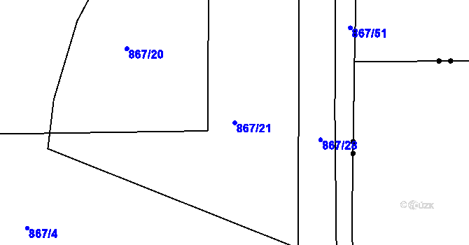 Parcela st. 867/21 v KÚ Poříčí u Trutnova, Katastrální mapa