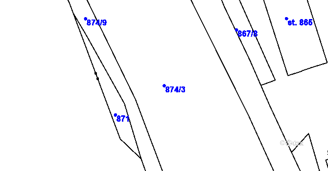 Parcela st. 874/3 v KÚ Poříčí u Trutnova, Katastrální mapa