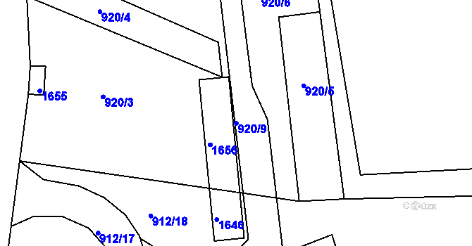 Parcela st. 920/9 v KÚ Poříčí u Trutnova, Katastrální mapa