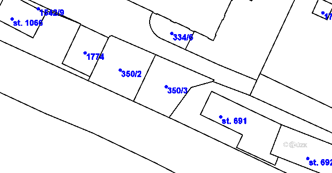 Parcela st. 350/3 v KÚ Poříčí u Trutnova, Katastrální mapa
