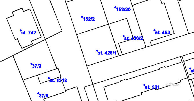 Parcela st. 426/1 v KÚ Poříčí u Trutnova, Katastrální mapa