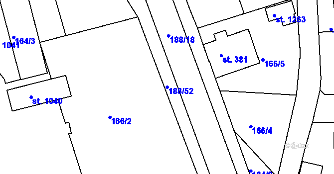 Parcela st. 188/52 v KÚ Poříčí u Trutnova, Katastrální mapa