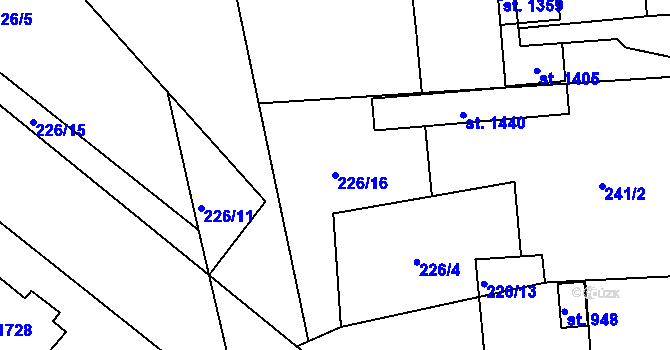 Parcela st. 226/16 v KÚ Poříčí u Trutnova, Katastrální mapa